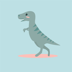 Vector illustration of cute cartoon dino character for children and scrap book. T-rex, tyrannosaurus