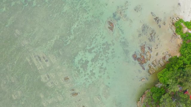 Aerial 4k resolution footage of beautiful landscape view of the most famous vacation spot at Tips Of Borneo, Kudat, Sabah, Malaysia 