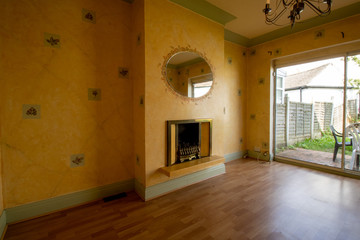 An old 80's style interior style living room, typical British UK style room.