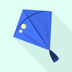 Blue kite icon. Flat illustration of blue kite vector icon for web design