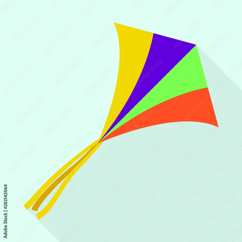 Poster paper colorful kite icon. flat illustration of paper colorful kite vector icon for web design