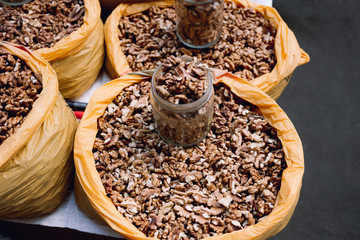 Walnuts in bags