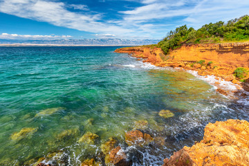 View of sea from the Vir island in the Zadar County of Croatia, Europe.