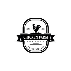 Chicken Farm Vintage Logo Vector Stock