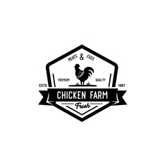 Chicken Farm Vintage Logo Vector Stock