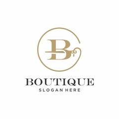 Initial B Tailor logo design. Sewing stuido logo. Needle and thread idea. Vector illustration