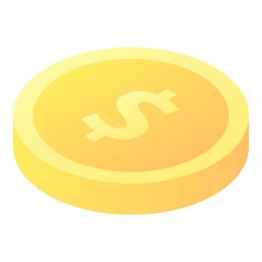 Gold coin icon. Isometric of gold coin vector icon for web design isolated on white background