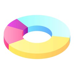 Pie chart icon. Isometric of pie chart vector icon for web design isolated on white background