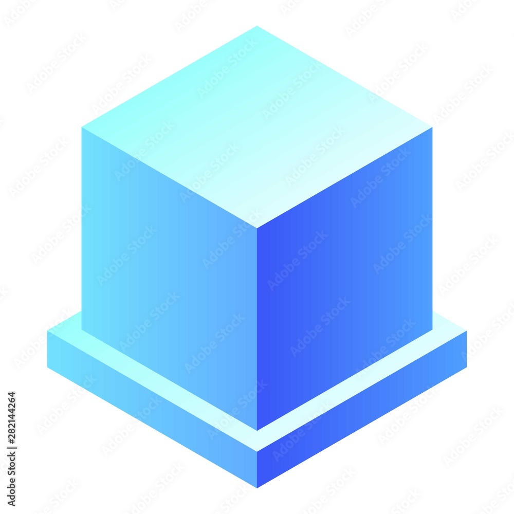 Poster blue cube icon. isometric of blue cube vector icon for web design isolated on white background