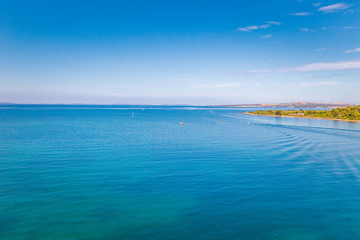Sea landscape with islands on background, Croatia, Europe.