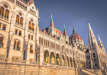 Budapest - June 21, 2019: The Parliament building of Budapest, Hungary