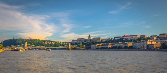 Fototapeta premium Budapest - June 21, 2019: Panoramic view of the Danube in Budapest, Hungary