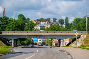Smolensk, Russia - May, 26, 2019: Image of a bridge over the highway in the city of Smolensk, Russia