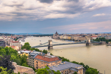 Fototapeta na wymiar Budapest - June 22, 2019: Panoramic view of the city of Budapest, Hungary