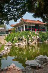 Fototapeta premium Old pagoda in cozy chinese garden.