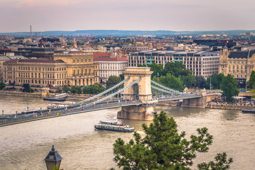 Naklejka premium Budapest - June 22, 2019: Panoramic view of the city of Budapest, Hungary