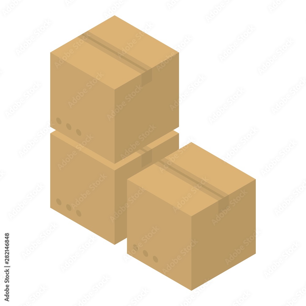 Poster carton box stack icon. isometric of carton box stack vector icon for web design isolated on white ba
