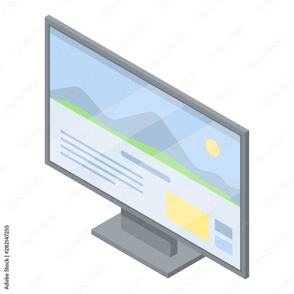 Poster computer monitor icon. isometric of computer monitor vector icon for web design isolated on white ba