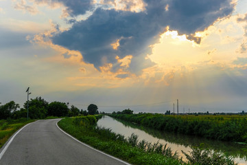Landscape with a country road in Italy