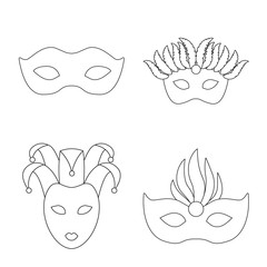 Vector illustration of masquerade and mystery sign. Set of masquerade and festival vector icon for stock.