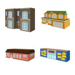 Vector design of building and home icon. Collection of building and construction stock vector illustration.