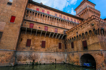 Ferrara, Italy - July, 09, 2019: view of Ferrara castle in Italy