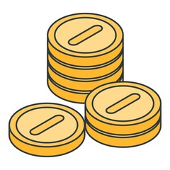 Metal coins stack icon. Isometric of metal coins stack vector icon for web design isolated on white background