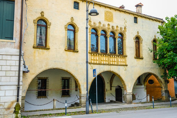 Fototapeta na wymiar Monselice, Italy - July, 11, 2019: houses in a center of Monselice, Italy