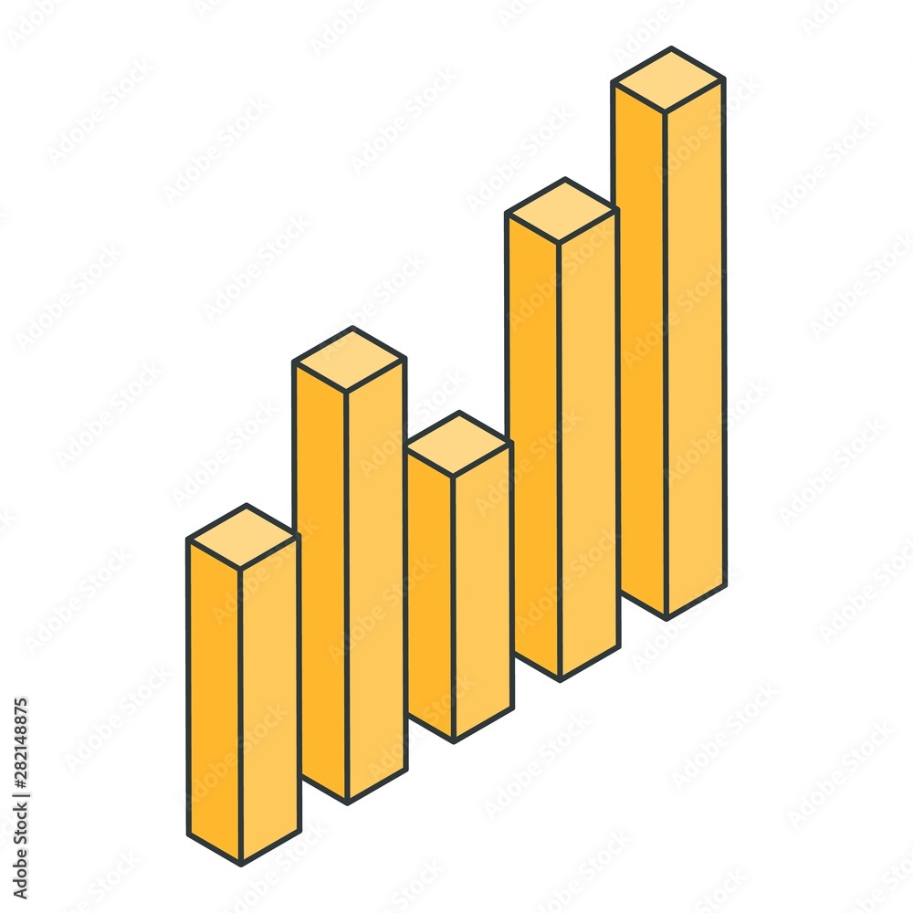 Poster yellow graph bar icon. isometric of yellow graph bar vector icon for web design isolated on white ba