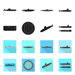 Vector design of war and ship symbol. Collection of war and fleet vector icon for stock.