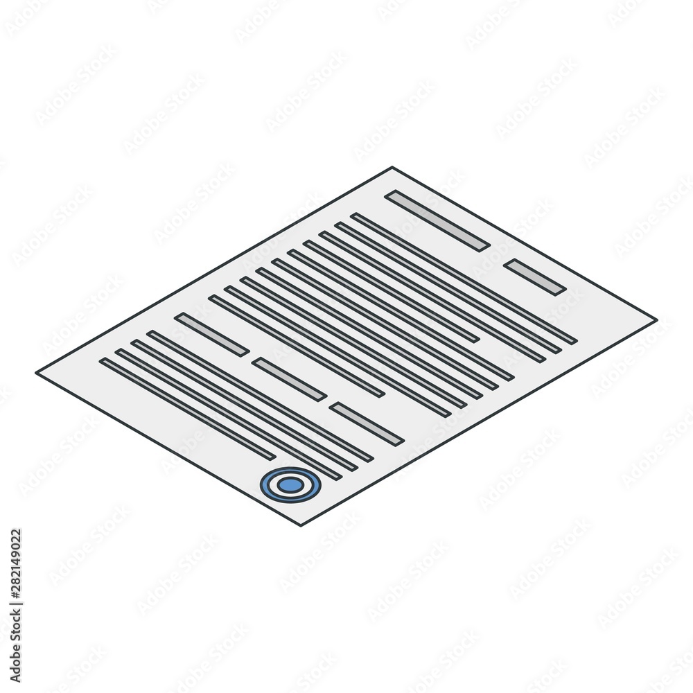 Poster paper contract icon. isometric of paper contract vector icon for web design isolated on white backgr