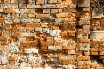 Background of old vintage dirty brick wall