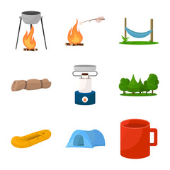 Isolated object of picnic and adventure icon. Set of picnic and nature vector icon for stock.