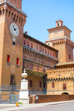Ferrara, Italy - July, 5, 2019: the image of Ferrara castle in Ferrara, Italy