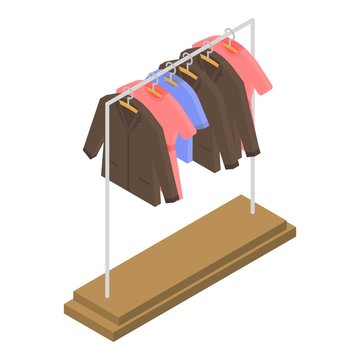 Clothes on hanger icon. Isometric of clothes on hanger vector icon for web design isolated on white background