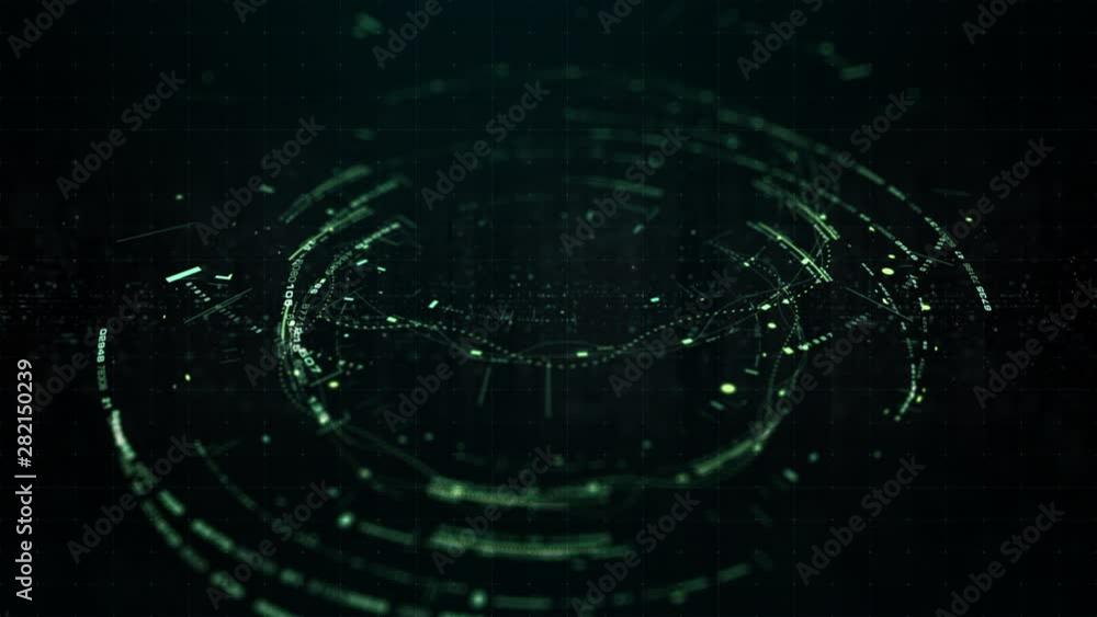 Leinwandbilder Futuristic holographic digitally generated image matrix grid particles de-focus cyber space background environment