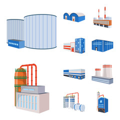 Vector design of factory and industry icon. Set of factory and industrial vector icon for stock.