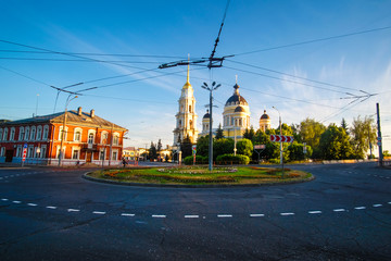 Rybinsk, Russia - June, 9, 2019: square in a centre of the old russian town Rybinsk