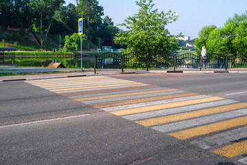 Sergiev Posad, Russia - June, 8, 2019: pedestrian crossing in the city of Sergiev Posad
