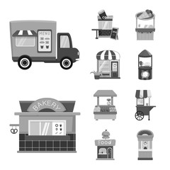 Vector illustration of service and storefront logo. Set of service and store stock symbol for web.