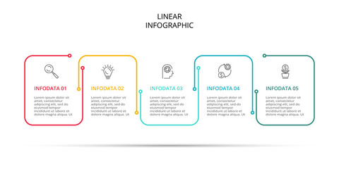Thin line cycle infographic. Modern concept design template with 5 options, steps or parts. Flat vector illustration for business presentation.