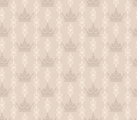 Damask seamless pattern on beige background