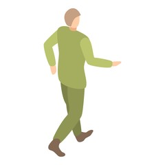 Soldier walking icon. Isometric of soldier walking vector icon for web design isolated on white background