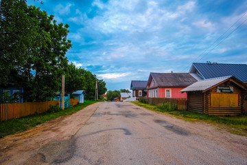 Fototapeta na wymiar Ferapontovo, Vologda region, Russia - June, 9, 2019: landscape with the image of russian north village Ferapontovo in Vologda region