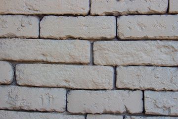 Element of white brick wall close-up