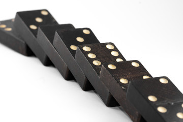 Domino shaped the position in different ways, black, on white background. Game of the domino.