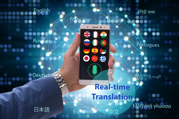 Concept of real time translation with smartphone app