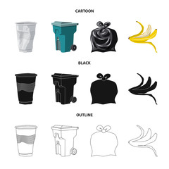 Vector design of refuse and junk symbol. Collection of refuse and waste vector icon for stock.