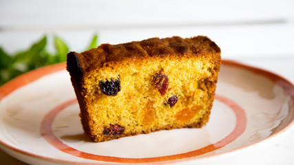 Traditional cake from a bakery. Plumcake
