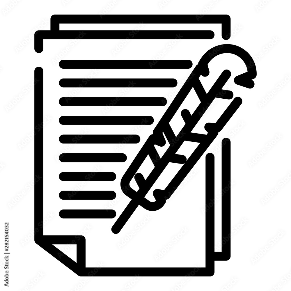 Aufkleber feather paper writing icon. outline feather paper writing vector icon for web design isolated on whi